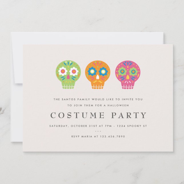 Sugar Skulls Costume Party Invitation (Front)