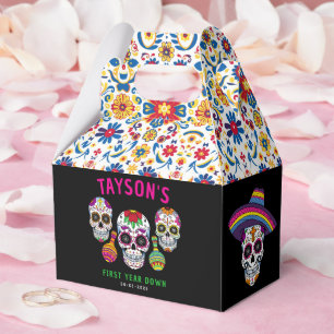 Sugar Skulls Day 1st Birthday Party Colorful Día Favor Boxes