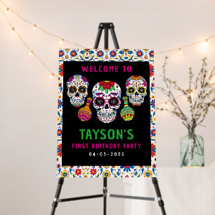 Sugar Skulls Day 1st Birthday Party Colorful Día Foam Board