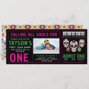 Sugar Skulls Day 1st Birthday Party Colorful Día Invitation