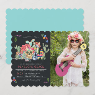 Sugar Skulls Day of the Dead Birthday Party Invitation