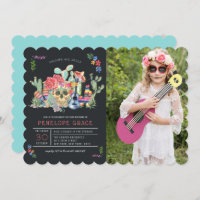 Sugar Skulls Day of the Dead Birthday Party Invitation