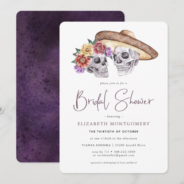 Sugar Skulls Day of the Dead Bridal Shower (Front/Back)