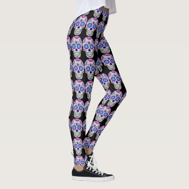 Sugar Skulls, Day of the Dead, Halloween, Leggings (Right)