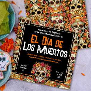 Sugar Skulls Day of the Dead Mexican Party Invitation