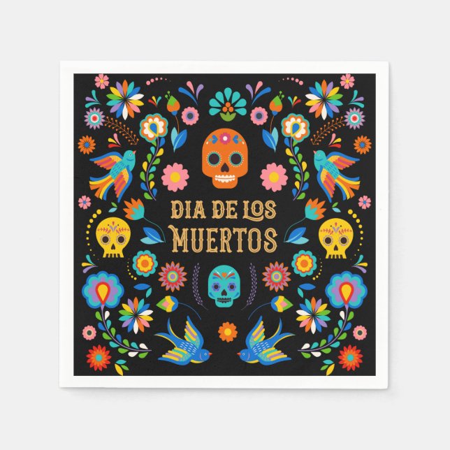 Sugar Skulls Day of the Dead Napkins (Front)