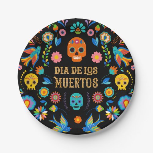 Sugar Skulls Day of the Dead Paper Plates