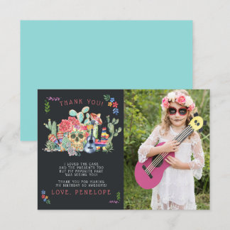 Sugar Skulls Day of the Dead Photo Thank You Card