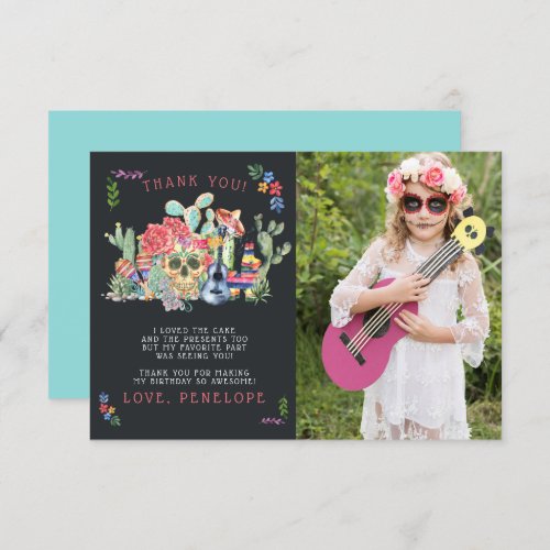 Sugar Skulls Day of the Dead Photo Thank You Card