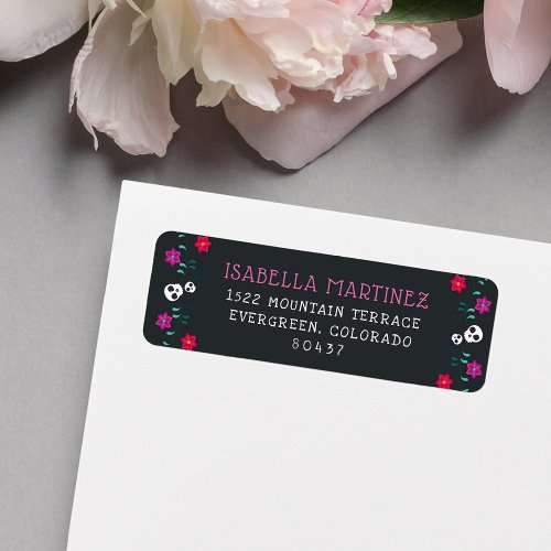 Sugar Skulls Day of the Dead Return Address Label