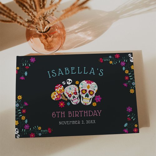 Sugar Skulls Day of the Dead Theme Birthday Party Guest Book