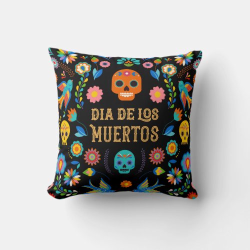 Sugar Skulls Day of the Dead Throw Pillow