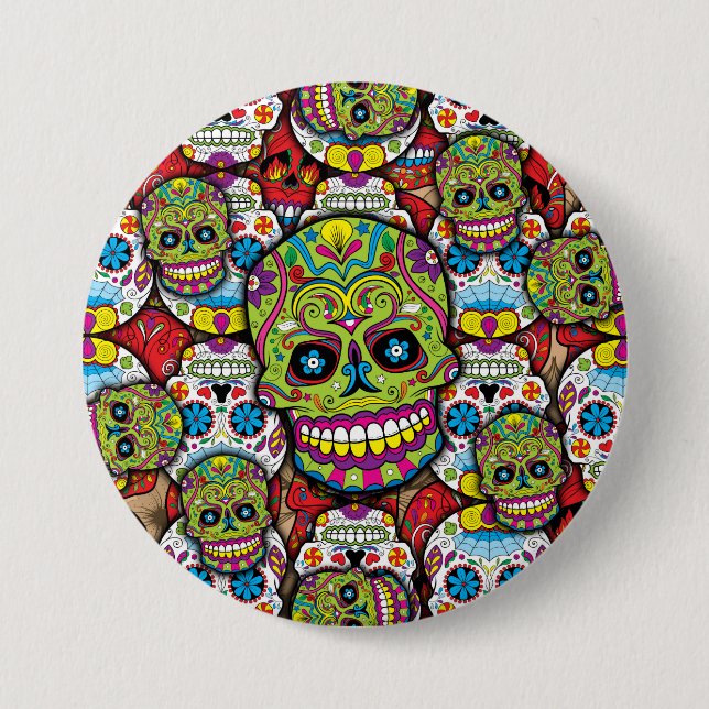 Sugar Skulls Design Button (Front)