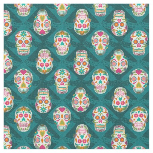 Sugar Skulls Dia De Los Muertos Fabric