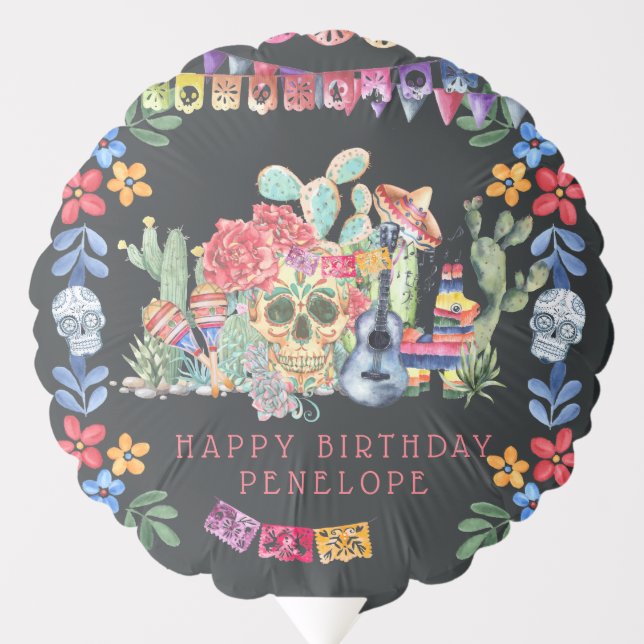 Sugar Skulls Día de los Muertos Theme Balloon (Front)