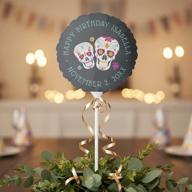 Sugar Skulls Dia de los Muertos Theme Birthday Balloon (Creator Uploaded)