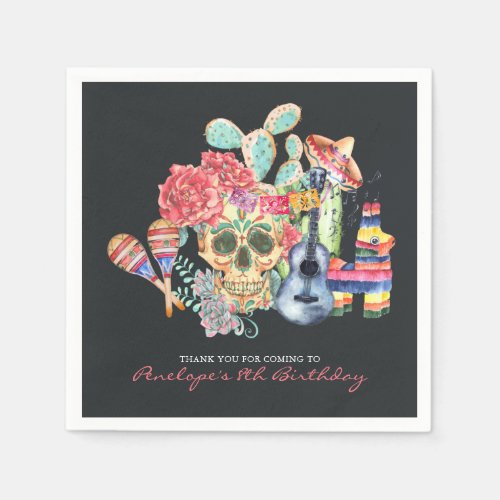 Sugar Skulls Da de los Muertos Theme Napkins