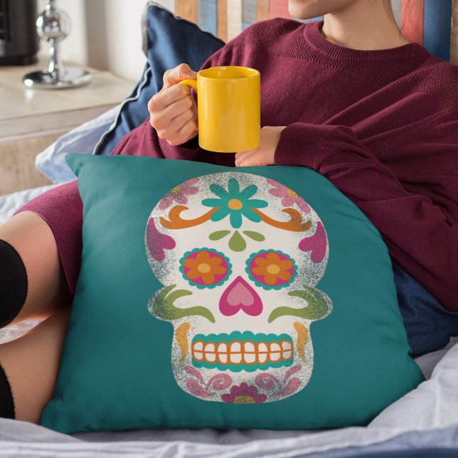Sugar Skulls Dia De Los Muertos Throw Pillow (Creator Uploaded)