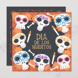 Sugar Skulls Dia de Muertos Party Invitation