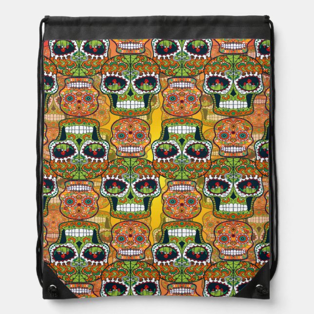 Sugar Skulls Drawstring Bag (Front)
