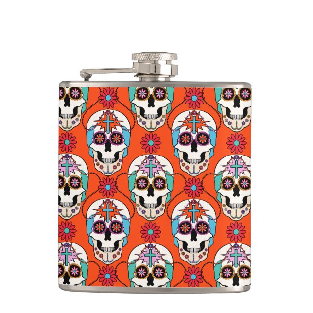 Sugar Skulls Graphic Flask (Front)