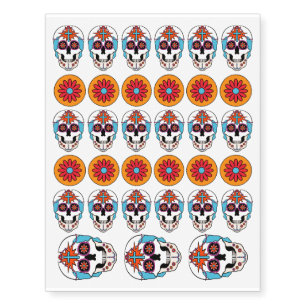 Sugar Skulls Graphic Temporary Tattoos