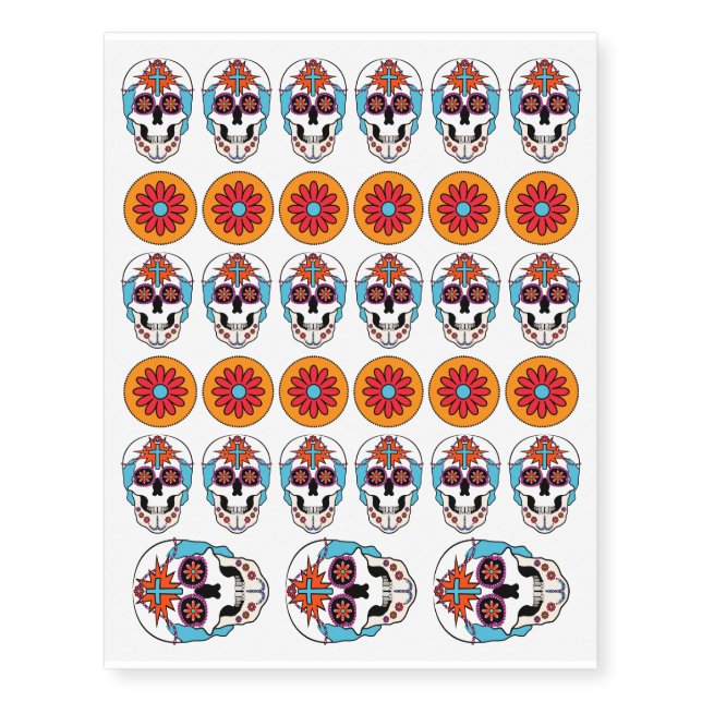 Sugar Skulls Graphic Temporary Tattoos (Front)