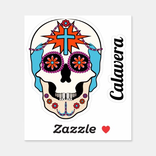 Sugar Skulls Graphic with Custom Text Sticker