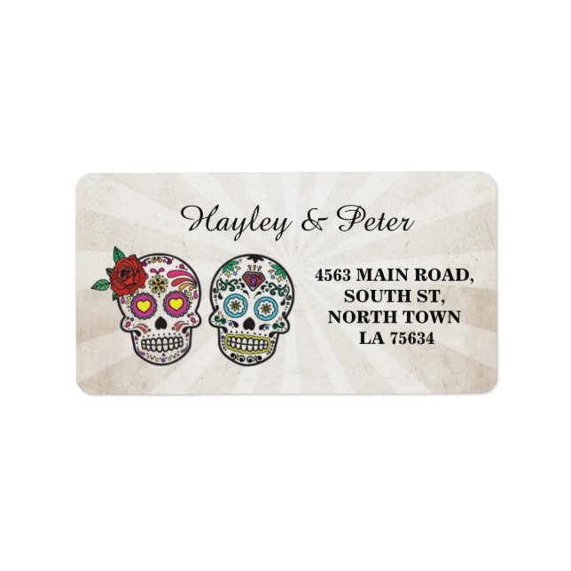 Sugar Skulls Halloween Address Stickers Labels (Front)