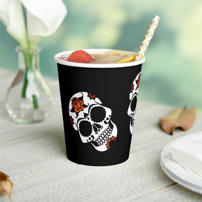 Sugar Skulls Halloween Party Paper Cups (Insitu)