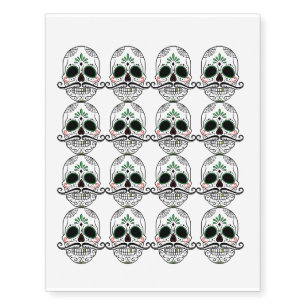 Sugar Skulls Halloween Skeleton Temporary Tattoos
