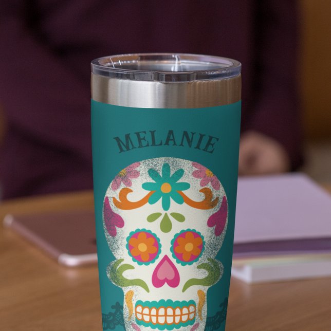 Sugar Skulls Illustration Personalized Insulated Tumbler (Creator Uploaded)