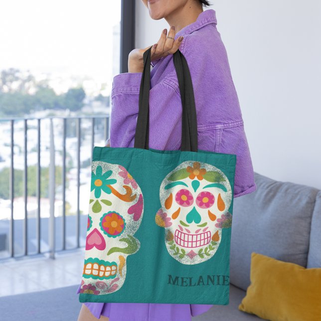 Sugar Skulls Illustration Personalized Tote Bag (Creator Uploaded)
