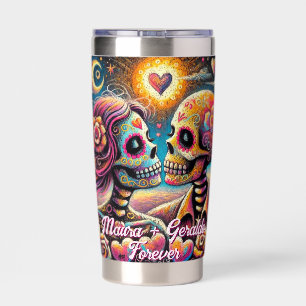 Sugar Skulls in Love Chalk Pastel Personalized Insulated Tumbler