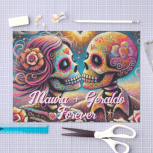 Sugar Skulls in Love Personalized Decoupage Tissue Paper