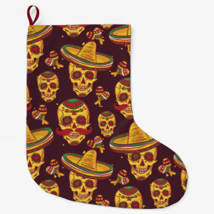 Sugar Skulls Large Christmas Stocking