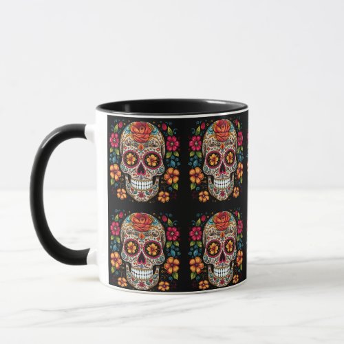 Sugar Skulls on a black background Coffee Mug