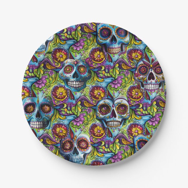 Sugar Skulls Paper Plates (Front)