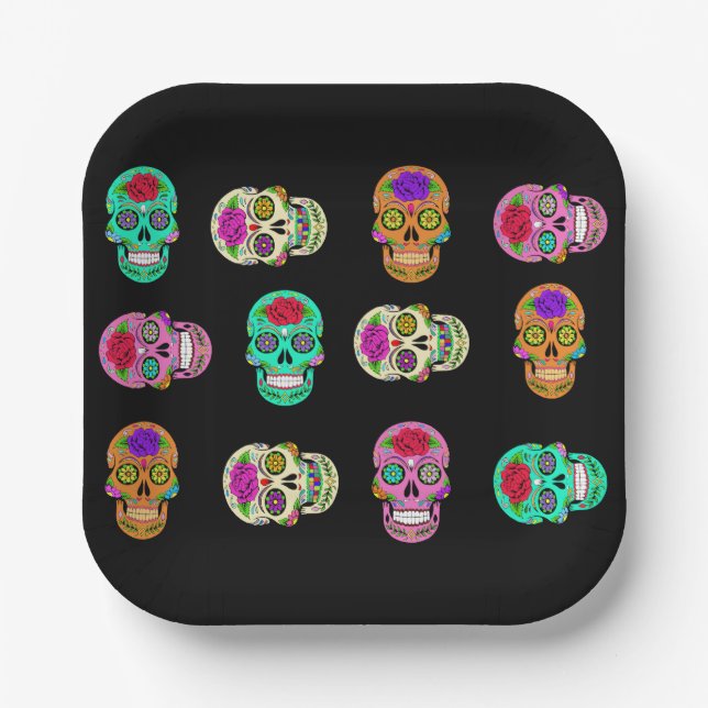 Sugar Skulls  Paper Plates (Front)