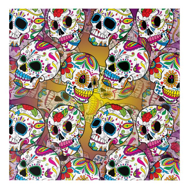 Sugar Skulls Pattern Acrylic Print (Front)