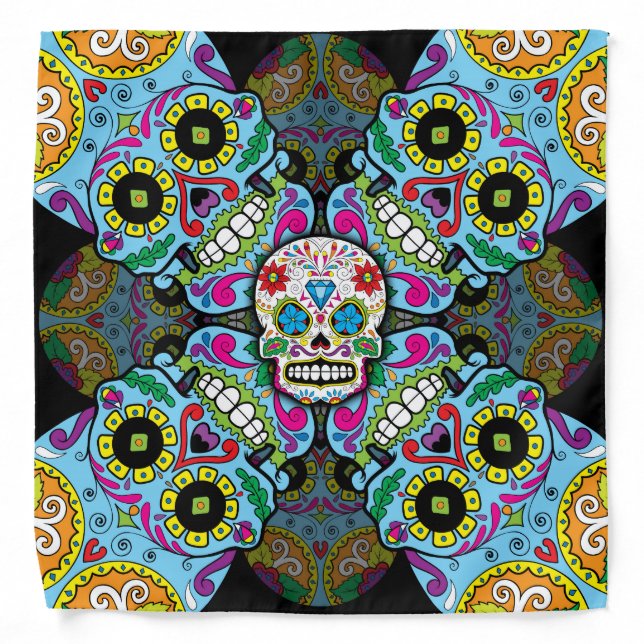 Sugar Skulls Pattern Bandana (Front)