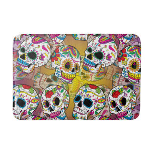 Sugar Skulls Pattern Bath Mat