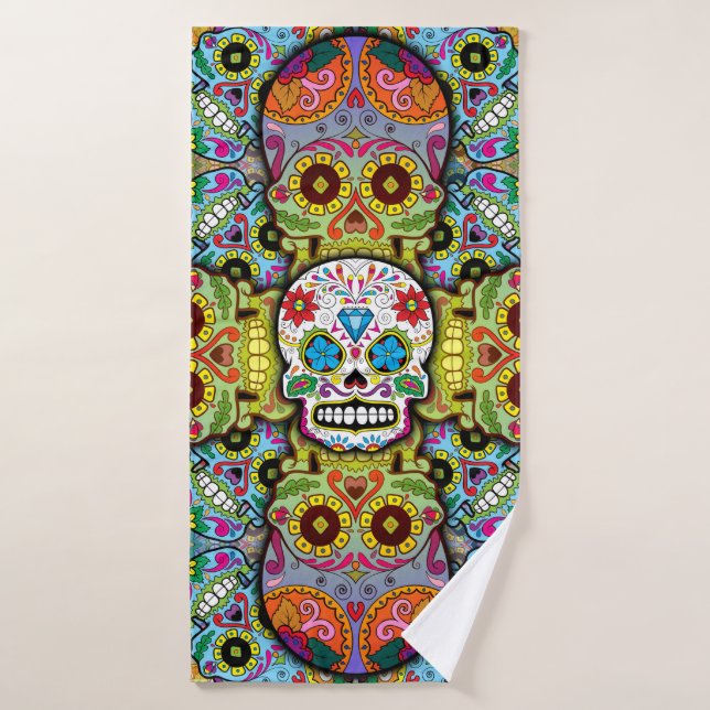 Sugar Skulls Pattern Bath Towel (Bath Towel)