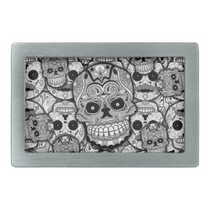 Sugar Skulls Pattern Belt Buckle