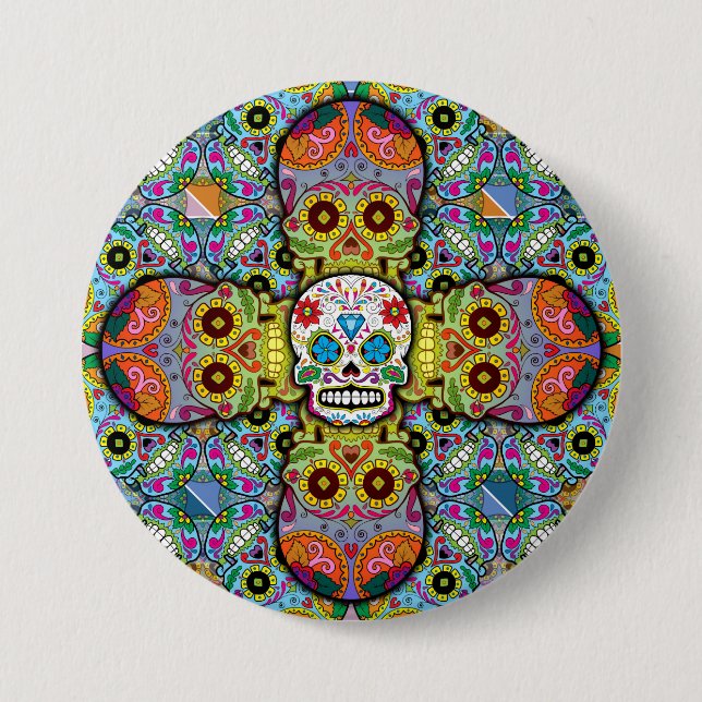 Sugar Skulls Pattern Button (Front)