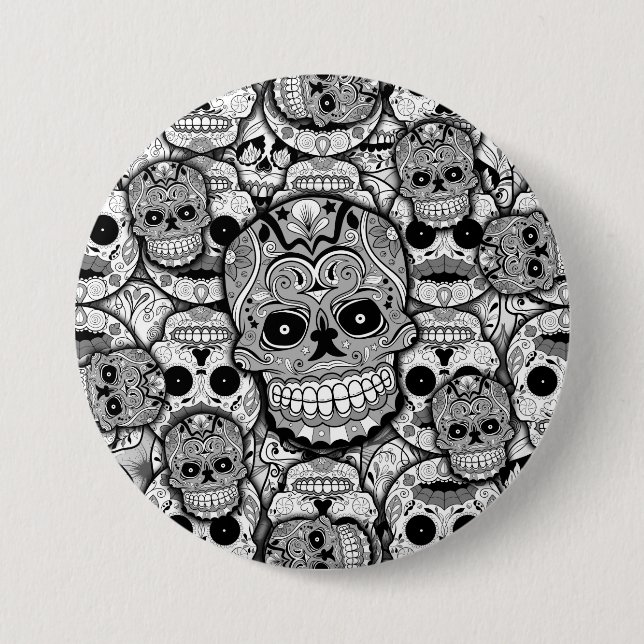Sugar Skulls Pattern Button (Front)