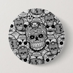 Sugar Skulls Pattern Button