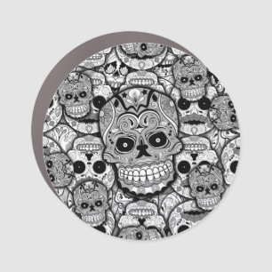 Sugar Skulls Pattern Car Magnet