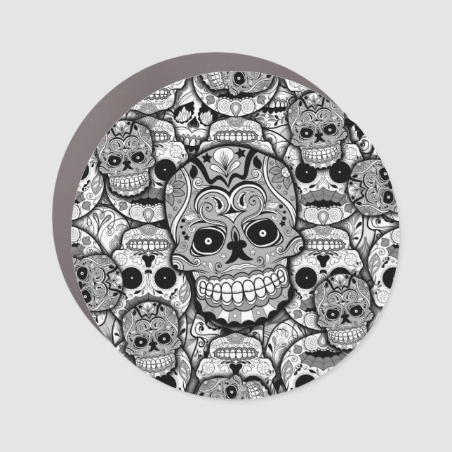 Sugar Skulls Pattern Car Magnet (Front)