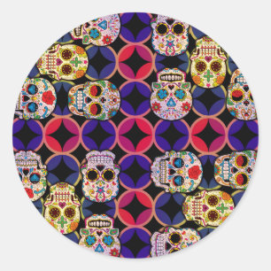Sugar Skulls Pattern Classic Round Sticker